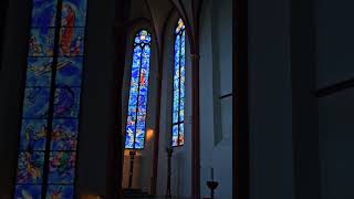 Glowing blue stained glass by Marc Chagall @St. Stephen’s Church in Mainz, Germany