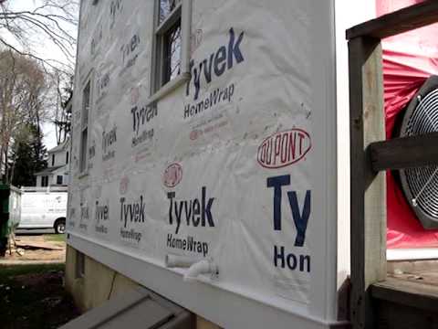 Michael Robert Construction and Green Energy Improvements (of Fanwood and Scotch Plains, NJ) demonstrate the insulation capabilities of Tyvek and blown-in insulation using a blower door test on a large addition to a home in New Providence, NJ.