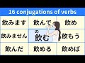 16 conjugations of commonly used Japanese verbs
