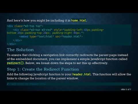 How to Include a Navigation Bar from One HTML File into Another HTML File