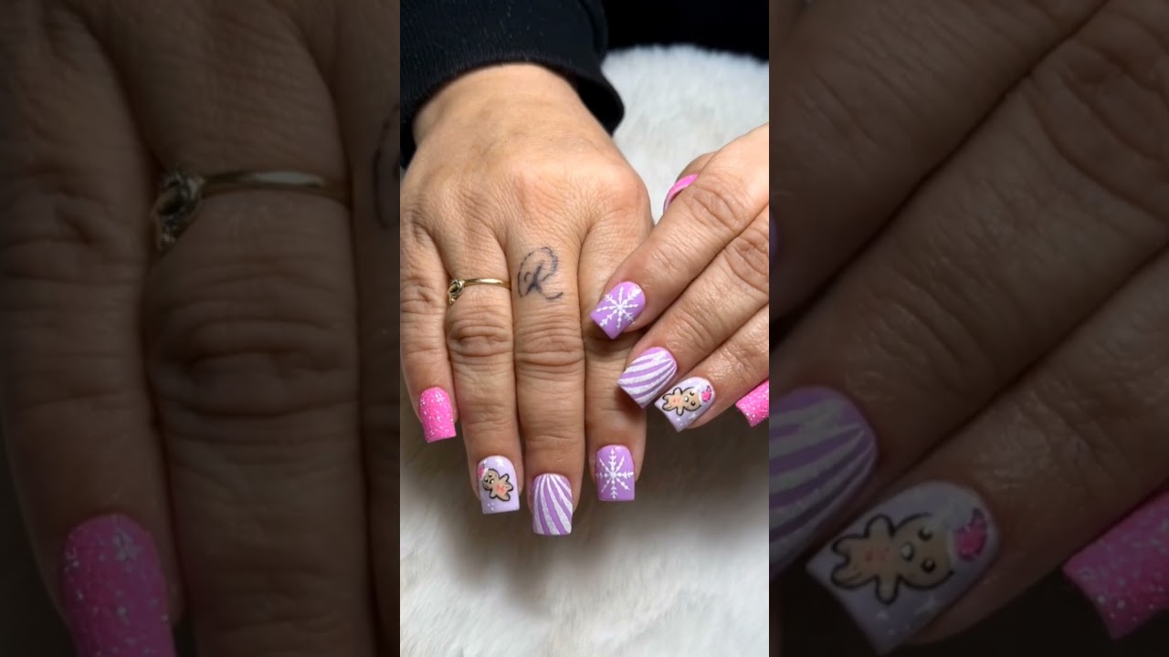 Pink and Lavender Nails 