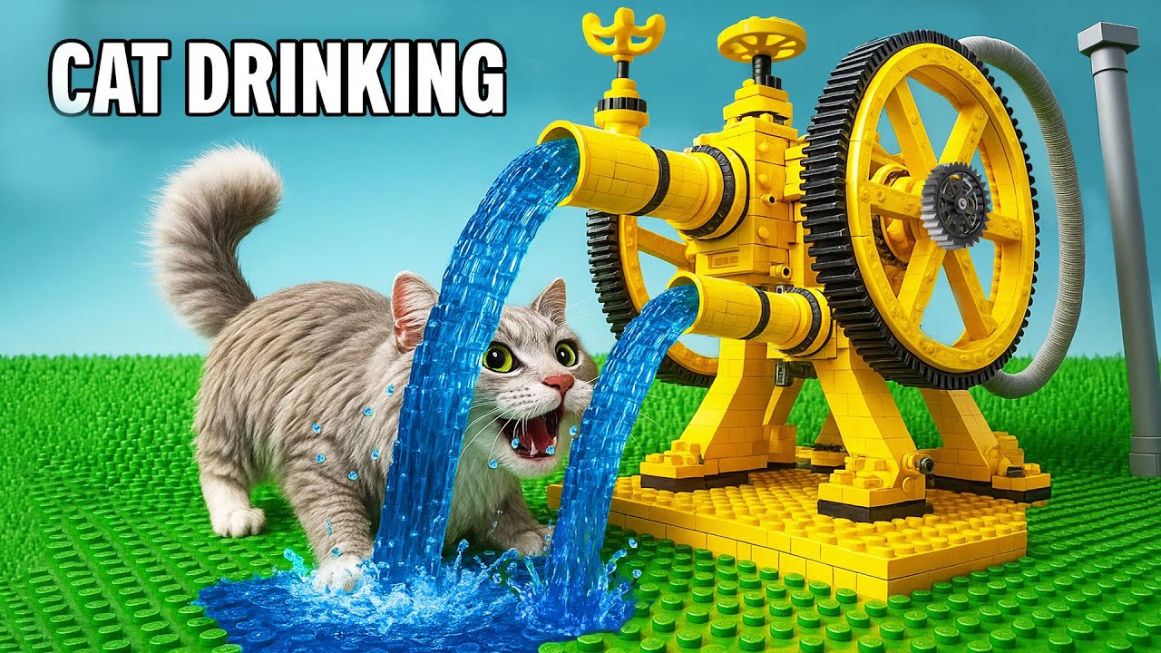 LEGO Water Pump’s Special Mission: Taking Care of a Cute Cat!