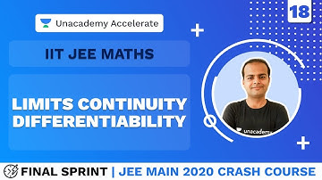JEE Main 2020 Crash Course | Final Sprint | L 18 Limits Continuity Differentiability | Maths