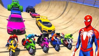 Superhero Bike Race! 🏍️🔥 Spider-Man vs Superheroes Mega Ramp Challenge! screenshot 5