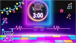 Neon Pink and Blue Disco 3 Minute Timer