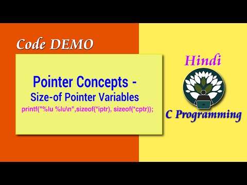 5D HINDI Pointer Concepts - Sizeof Pointer Variables Code DEMO
