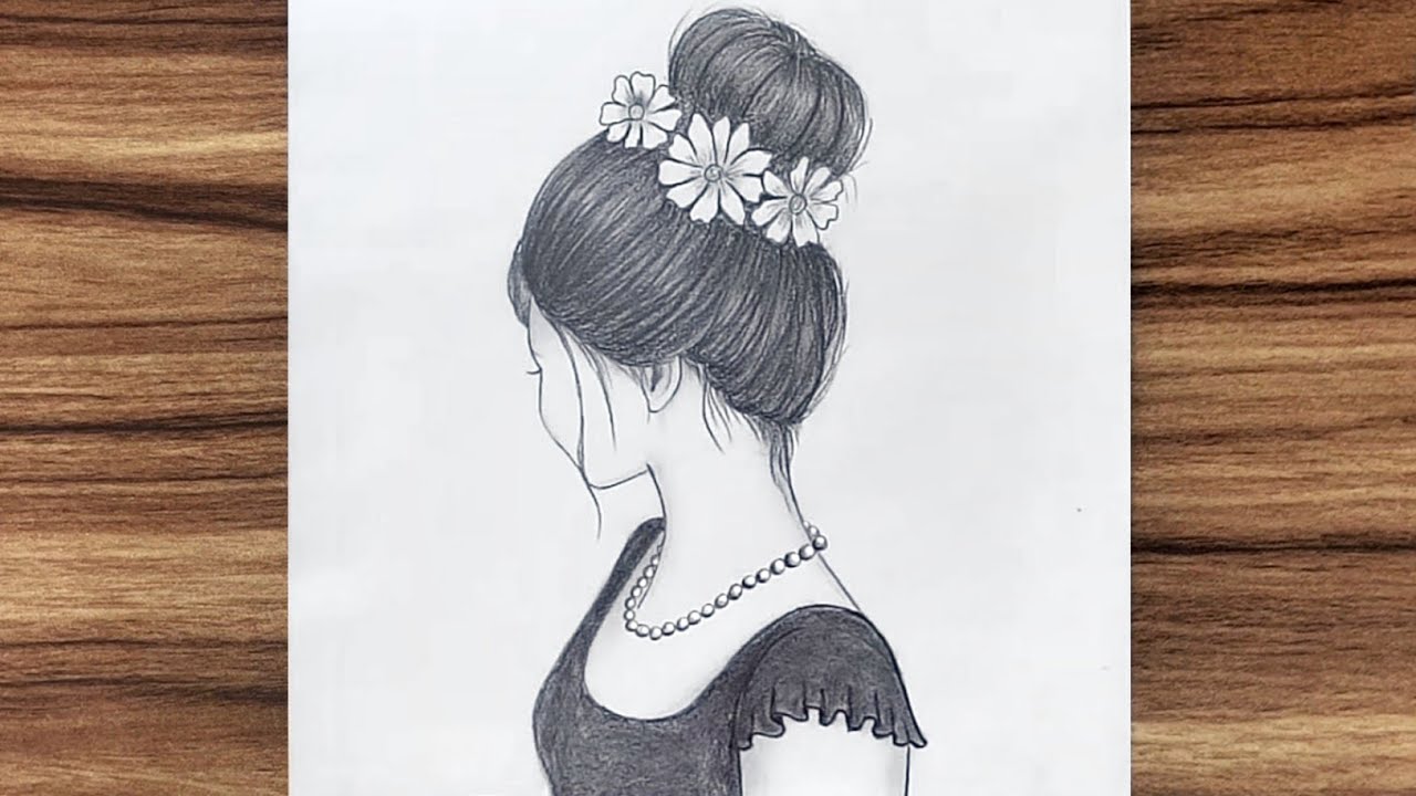 How to draw a girl with a Messy Bun Hair || step by step - YouTube
