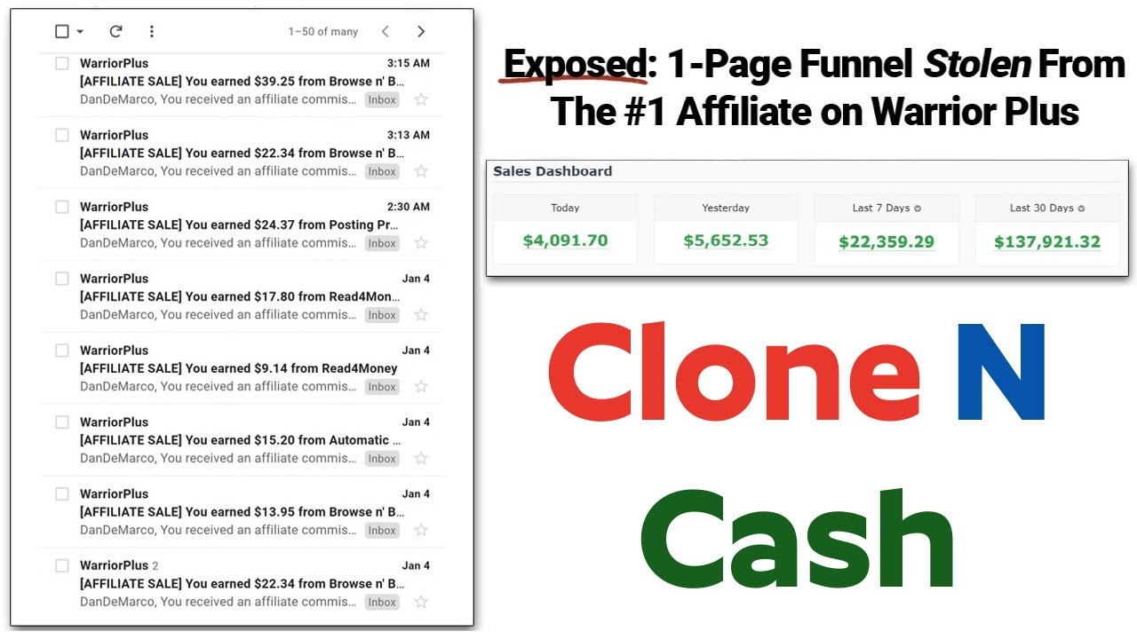 Clone N Cash Review Bonus - WarriorPlus 1-Page Funnel