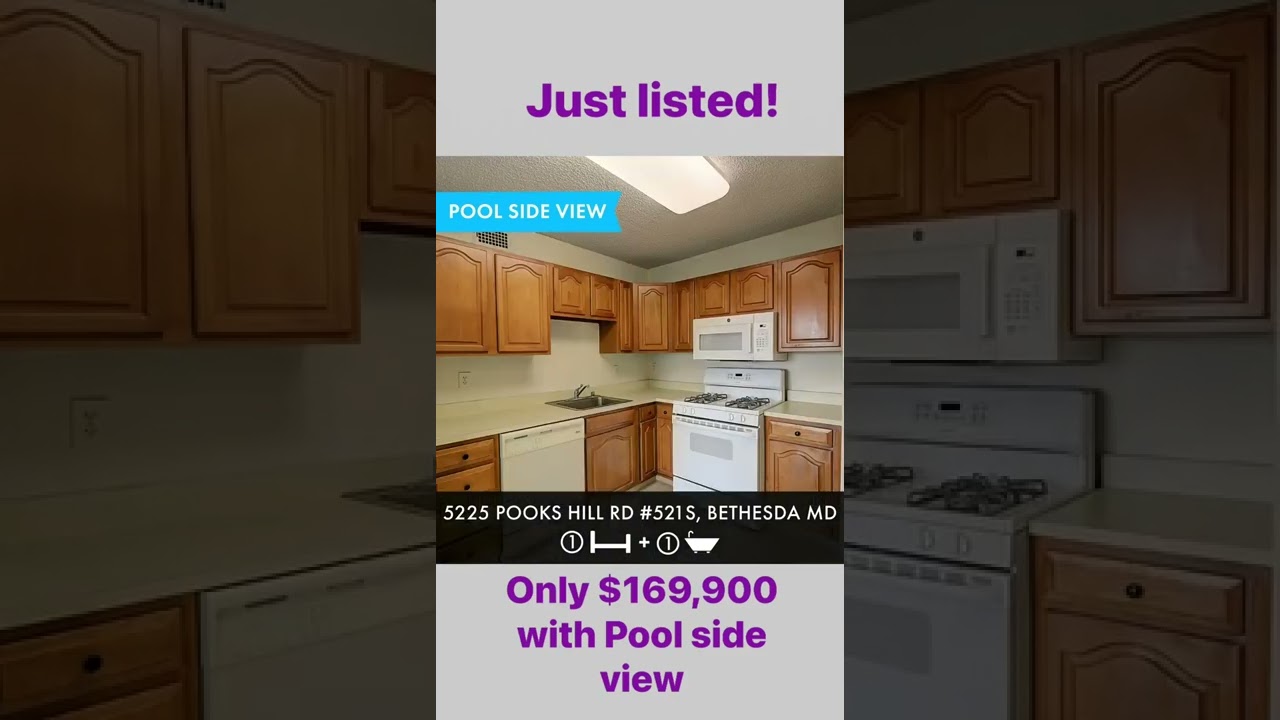 Just listed - Bethesda - Poolside view - $169,900