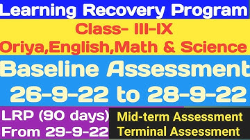 LRP For class III -IX/Baseline assessment /Mid-term assessment /Terminal assessment/LRP  Tr.Training