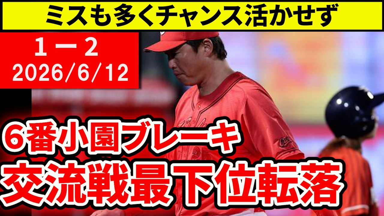 【広島vs楽天1回戦】交流戦最下位転落。小園チャンスで3三振。要所でミスと勝てる要素なし【広島東洋カープ】