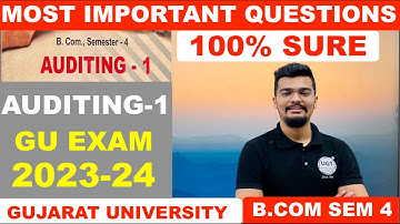 Auditing-1 | Most Important Questions | Bcom Sem 4 | Gujarat University | UGT