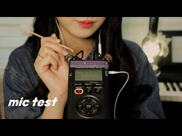 (ENG☑️) ASMR :: New Mic Test🎙🖤 ::  Whispering, Ear Cleaning, Tascam Mic