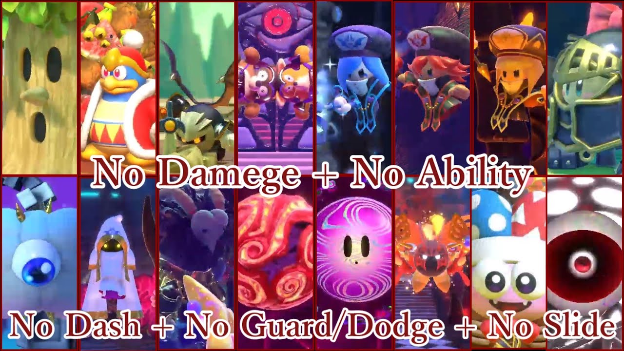 【星のカービィスターアライズ】初代式ノーダメすっぴん縛りで全ボス撃破/Kirby Star Allies All bosses - No Damege No ability & Guard+