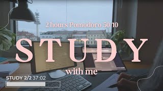 2-HOUR STUDY WITH ME 🌧️ / Pomodoro 50-10 / ☔️Rain ambient/ Everyday study in my room