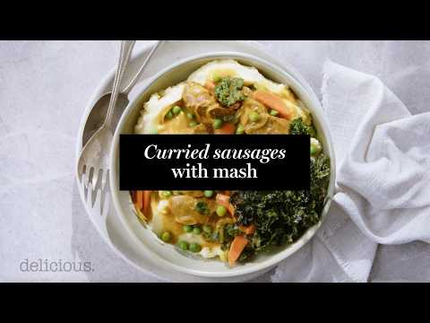 Curried sausages with mash recipe | delicious. Australia