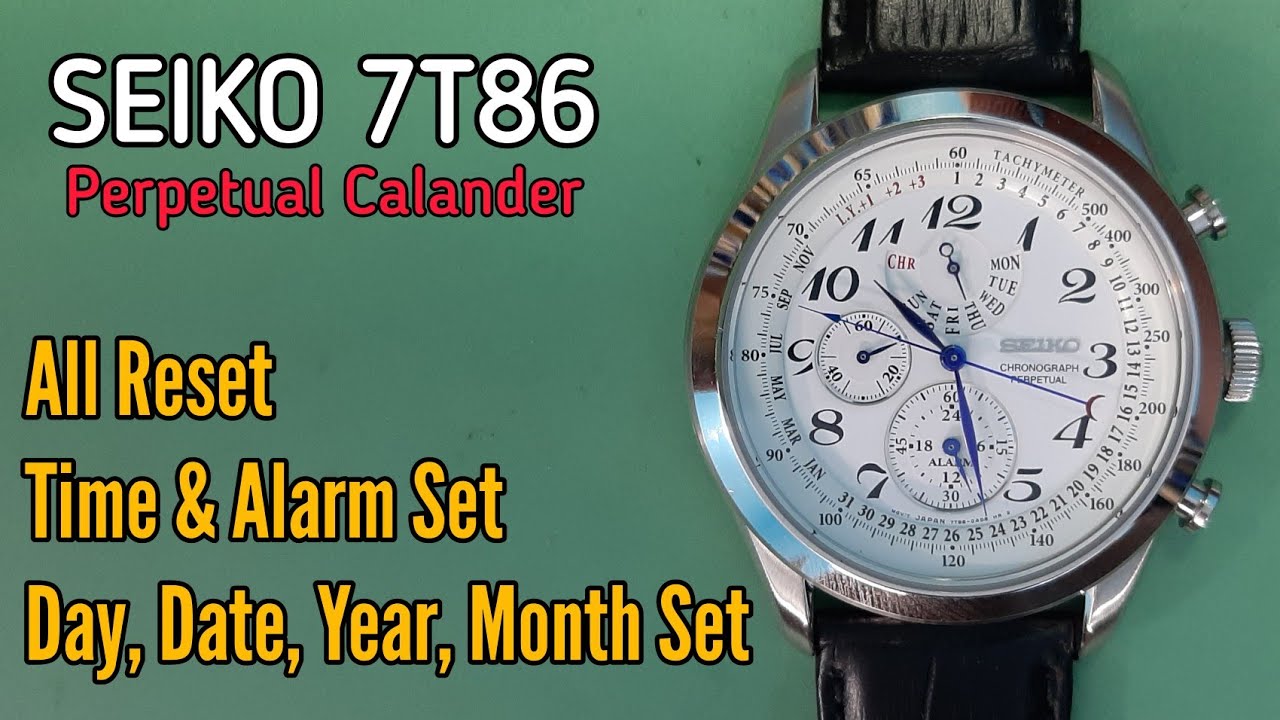 SEIKO Perpetual Calander 7T86 All Reset and Time Date Alarm Setting |  SolimBD - YouTube