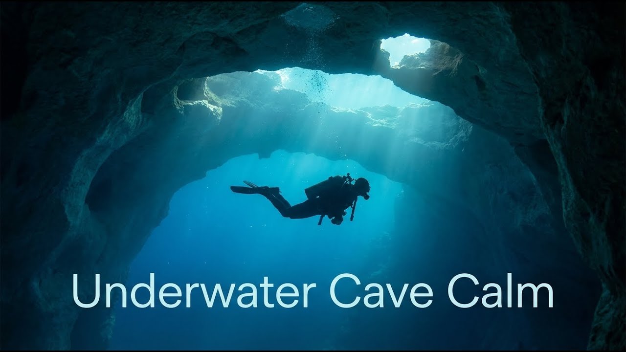 Cave Diving for Intimate Underwater Relaxation | 1 Hour Deep Blue Cave Ambience