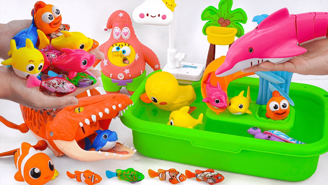 [Toy asmr] Blue Whale & Turtle & Baby Shark & Nimo Fish &Pink Aquarium ...