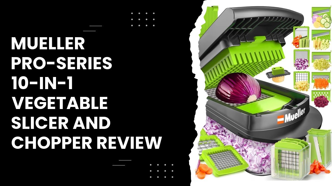 Mueller Pro-Series 10-in-1, 8 Blade Vegetable Slicer, Onion Mincer Chopper,  Vegetable Chopper, Cutter, Dicer, Egg Slicer with Container