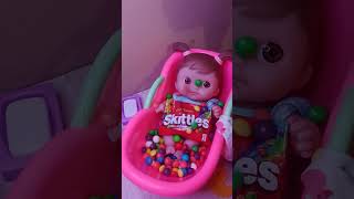 Tiny Girl, Huge Cravings #skittles #satisfying #youtubeshorts