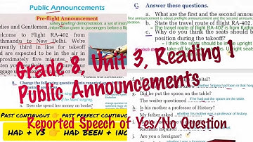 Class 8, Unit 3, Reading 1, Public Announcement