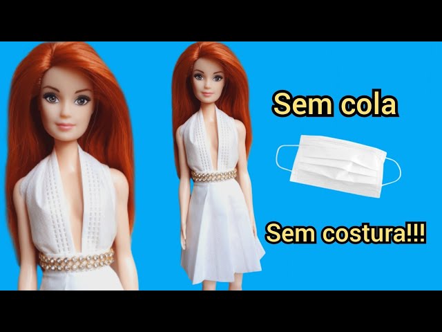 Vestido para Barbie feito com máscara