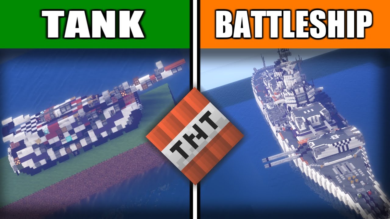 Minecraft軍事部 戦車vs戦艦 異種間de模擬戦 マインクラフト Youtube
