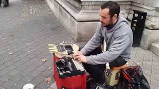 Massimo Tortella busking in London (Porca Pizza)