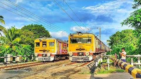 Beautiful Crossing : Different Model Of   EMU Local Train Furious Skipped at Railgate