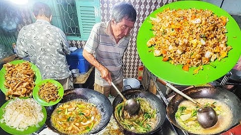 Cụ Ông 74 tuổi bán hủ tiếu xào, mì xào giòn, cơm chiên hải sản gốc hoa hút khách ở Sài Gòn