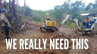 Can we pull the digger down the hill? Winter days off-grid