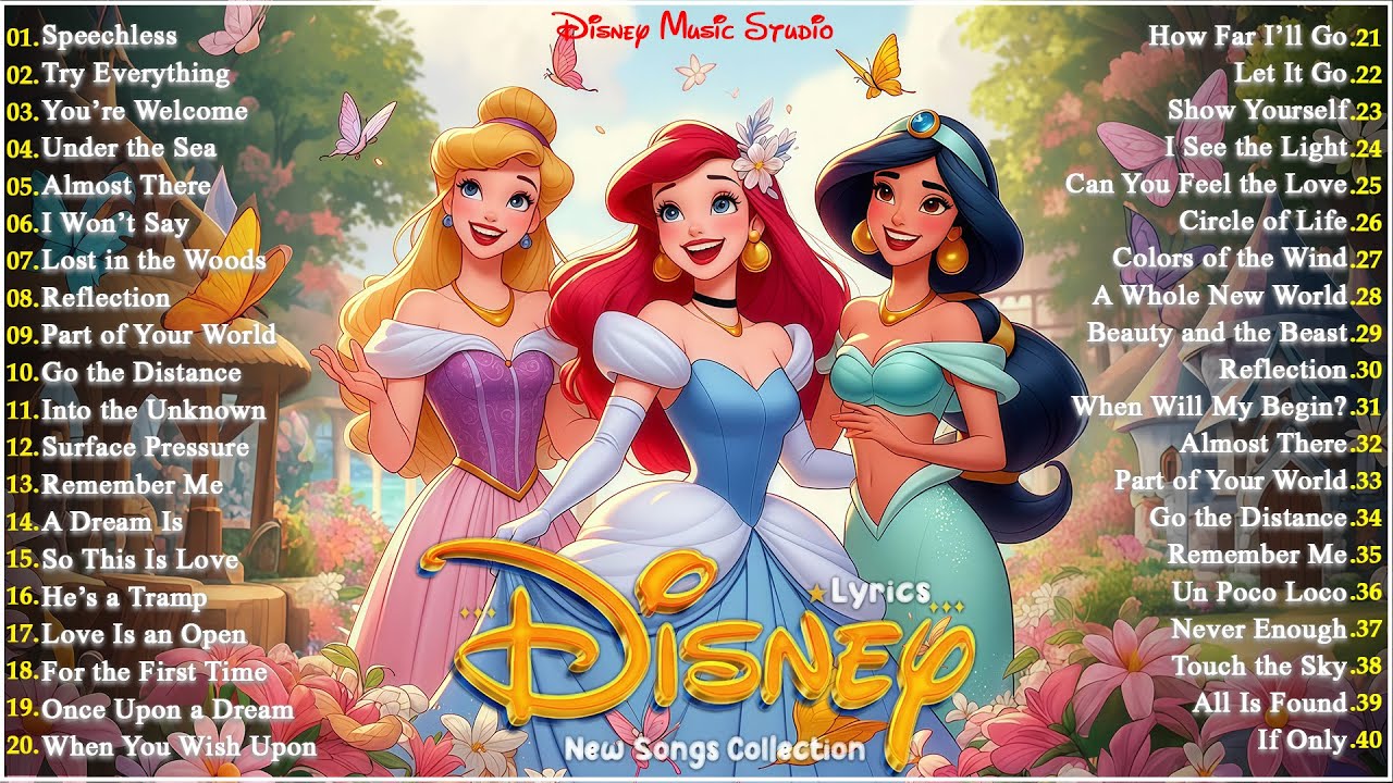Disney Princess Songs🎀Best Disney Sing-Along Playlist💕Aladdin,Moana,Ariel,Tangled, Cinderella, Mulan