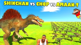 SPINOSAURUS Army SHINCHAN vs CHOP vs AMAAN-T | ANIMAL REVOLT BATTLE SIMULATOR Dinosaur Game |AMAN-YT