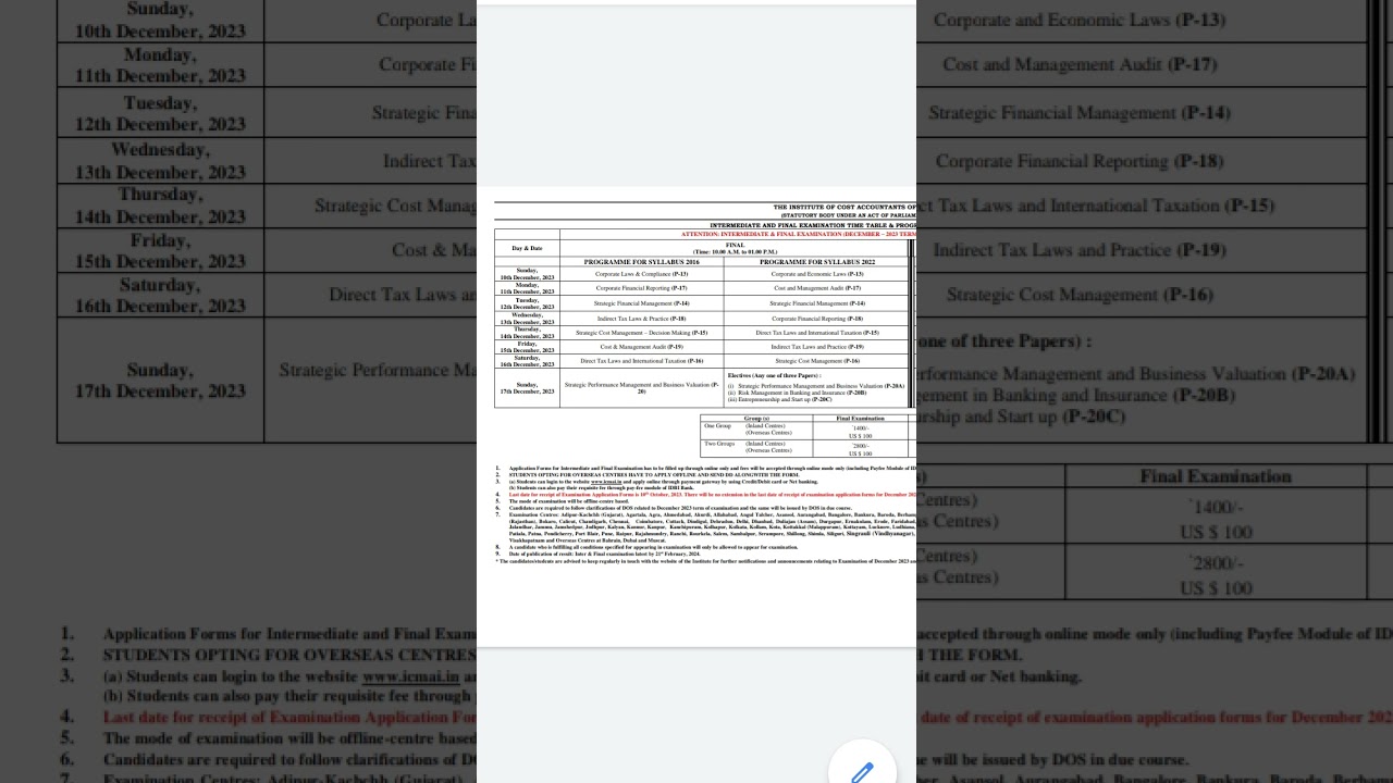 CMA final December 2023 exam date