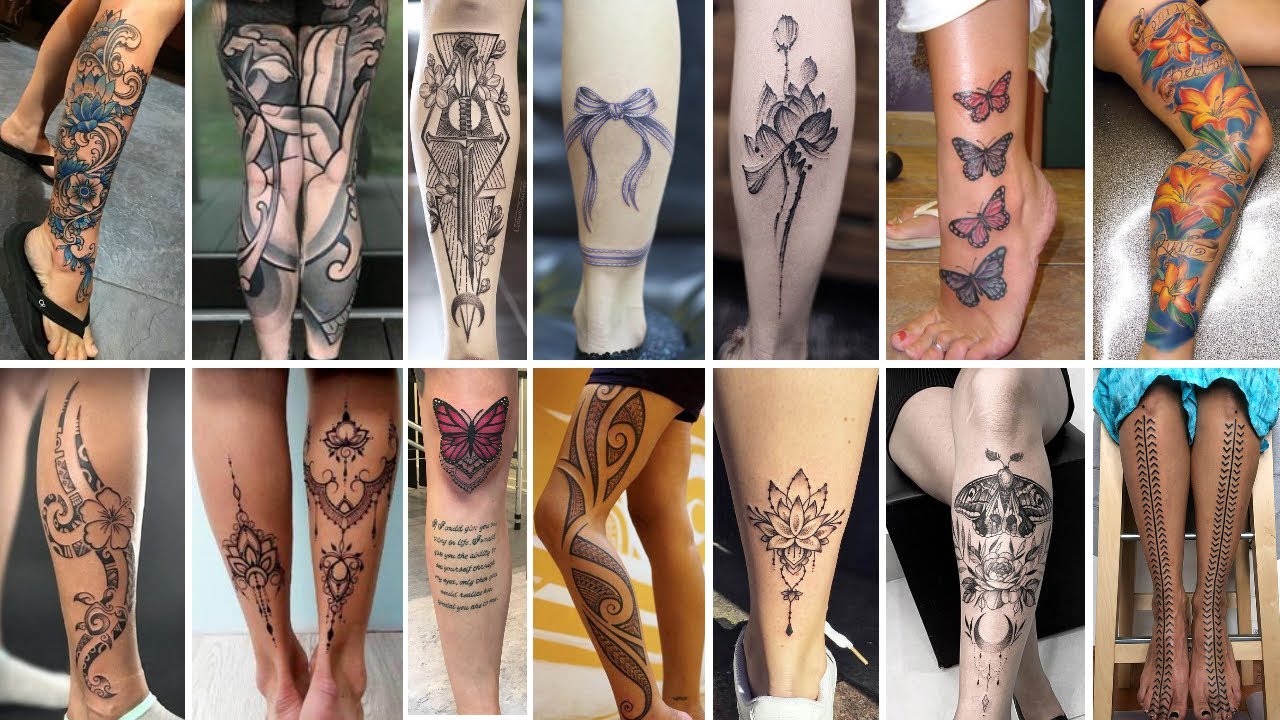 Cool tattoos on shin and calf - Tattoogrid.net