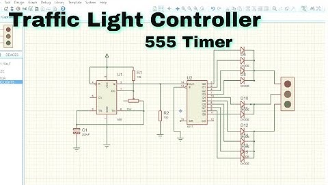 Traffic light controller using 555 timer&Johnson counter 🚦#trafficlightcontroller #555timer #proteus