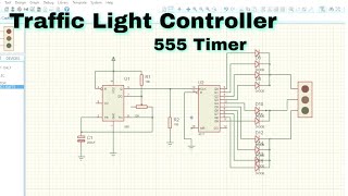 Traffic light controller using 555 timer&Johnson counter 🚦#trafficlightcontroller #555timer #proteus