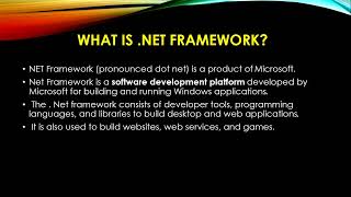 Part-1 Introduction to. Net Framework