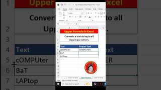 Upper formula use in excel #short #shorts #ytshorts #shortsfeed #excel #excelshorts