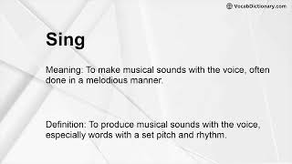 Sing Meaning