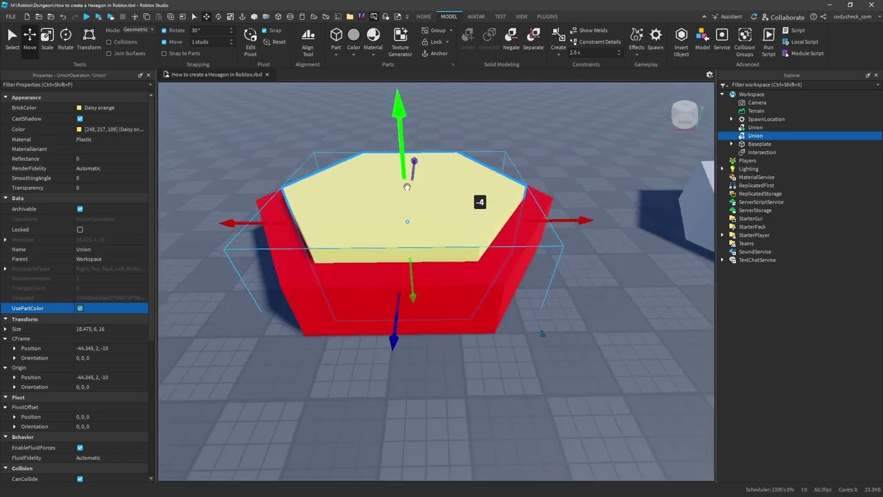How to create a Hexagon in Roblox Studio