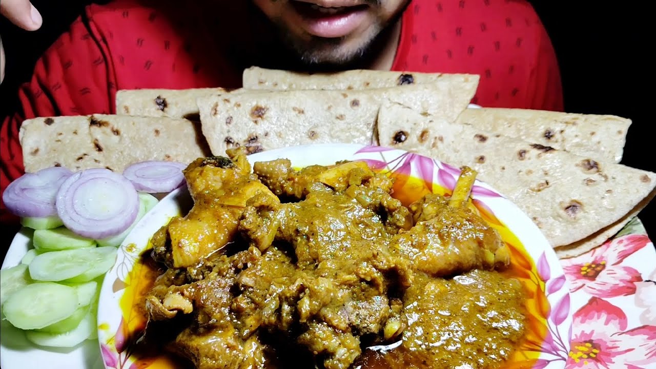 kadai chicken and butter roti eating || chicken and butter roti eating ...