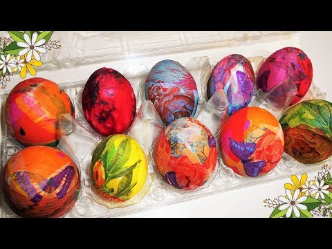 Πασχαλινά Αυγά Ντεκουπάζ Με Ασπράδι και Χαρτοπετσέτα Easter Eggs Decoupage with Egg White & Napkins