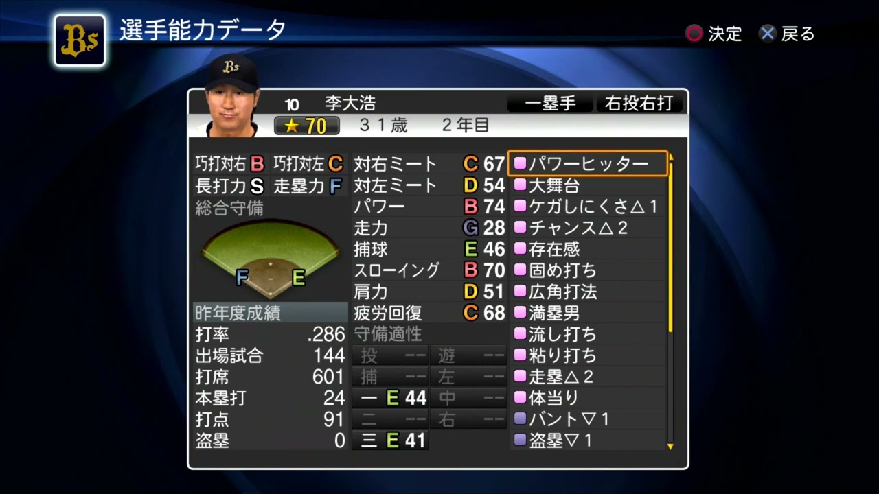 プロスピ2013 プロスピ2013選手能力】オリックス 10 李大浩選手 - YouTube