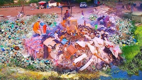 Amazing Update Actions!! Fill Land, Garbage Dump & Clear and Delete Trash Into Water By Skills Dozer