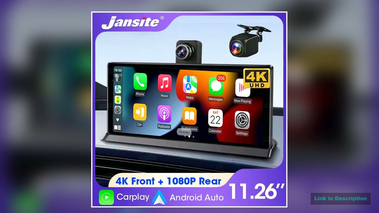 1126 inch Car DVR 4K Camera Wireless Carplay Android auto Ai Screen Dash Cam Dual Len Video