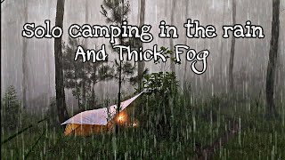 SOLO CAMPING IN THE RAIN AND THICK FOG, RELAXING RAIN SOUND CAMPING - ASMR