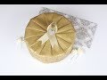 Wrapping a Circular Gift with Golden Garden Wrapping Paper