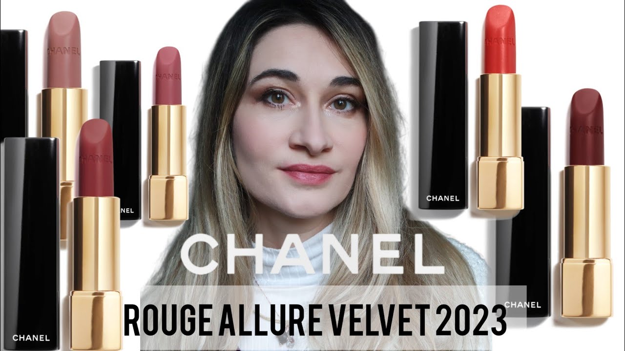 NEW CHANEL ROUGE ALLURE VELVET LIPSTICKS  SWATCHES & TRY ON OF FIVE SHADES  #chanelmakeup makeup 